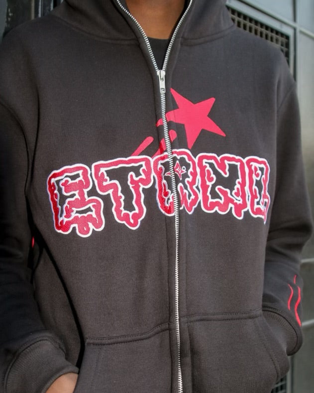 'LASTS 4 EVR' (Crimson Red) Zip-Up